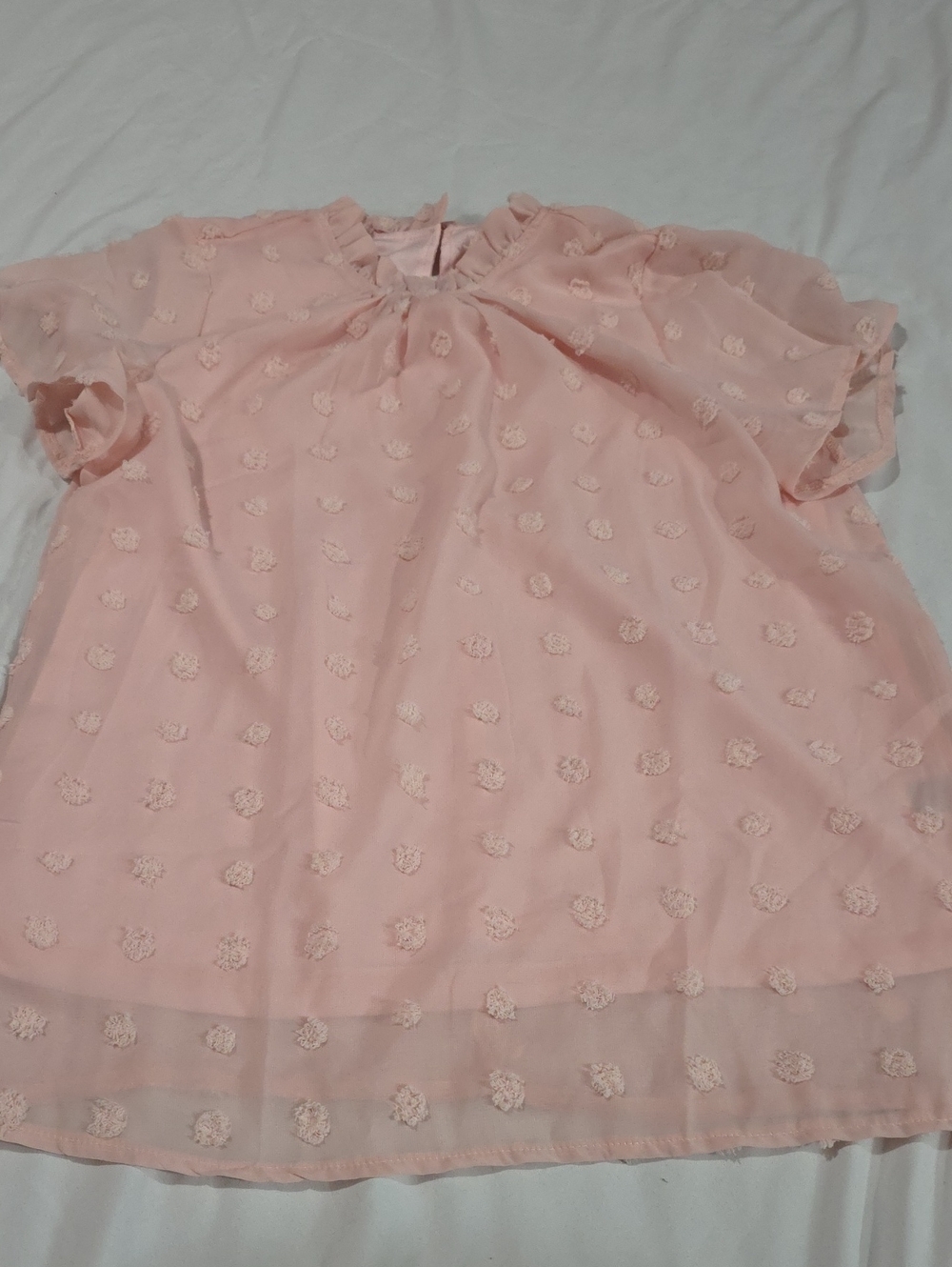 Baby Pink Blouse With Textured Dots